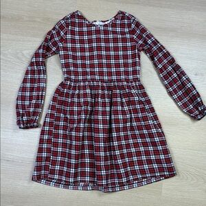 GAP Kids Red White Navy Plaid Dress w/ Gold Thread Details Girl’s size Medium